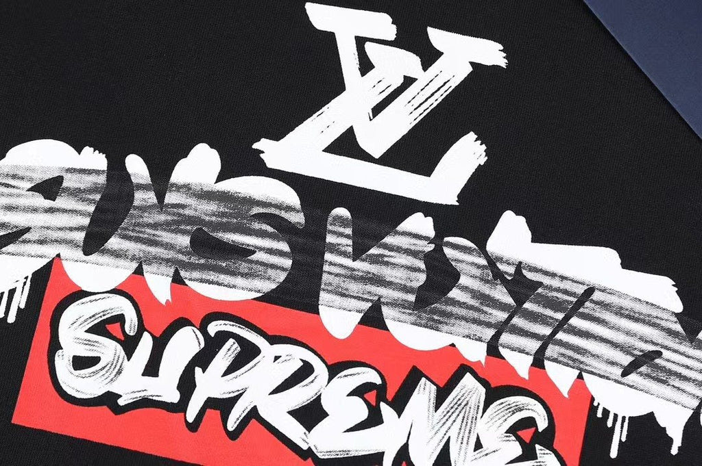 Supreme LV-Style Graffiti Graphic Short-Sleeve T-Shirt ¡ª detail