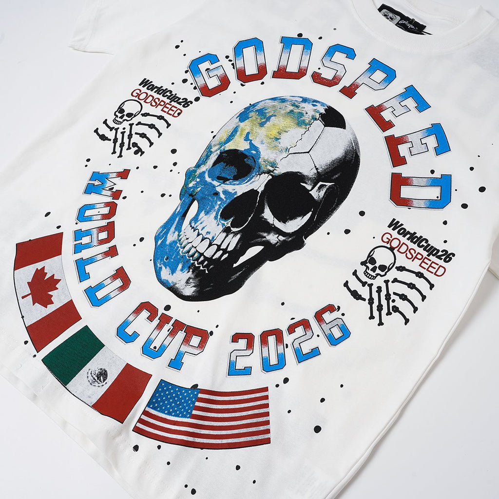Godspeed World Cup 2026 Skull Globe T-Shirt ¡ª detail
