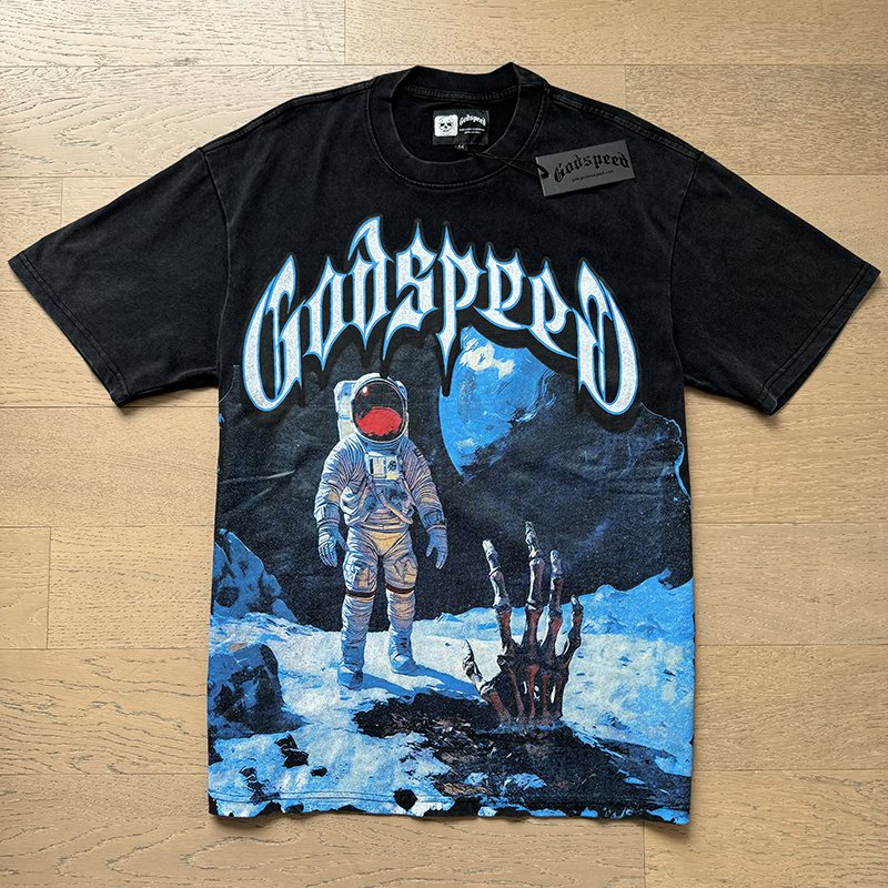 Godspeed Astronaut Moon Graphic T-Shirt ¡ª front