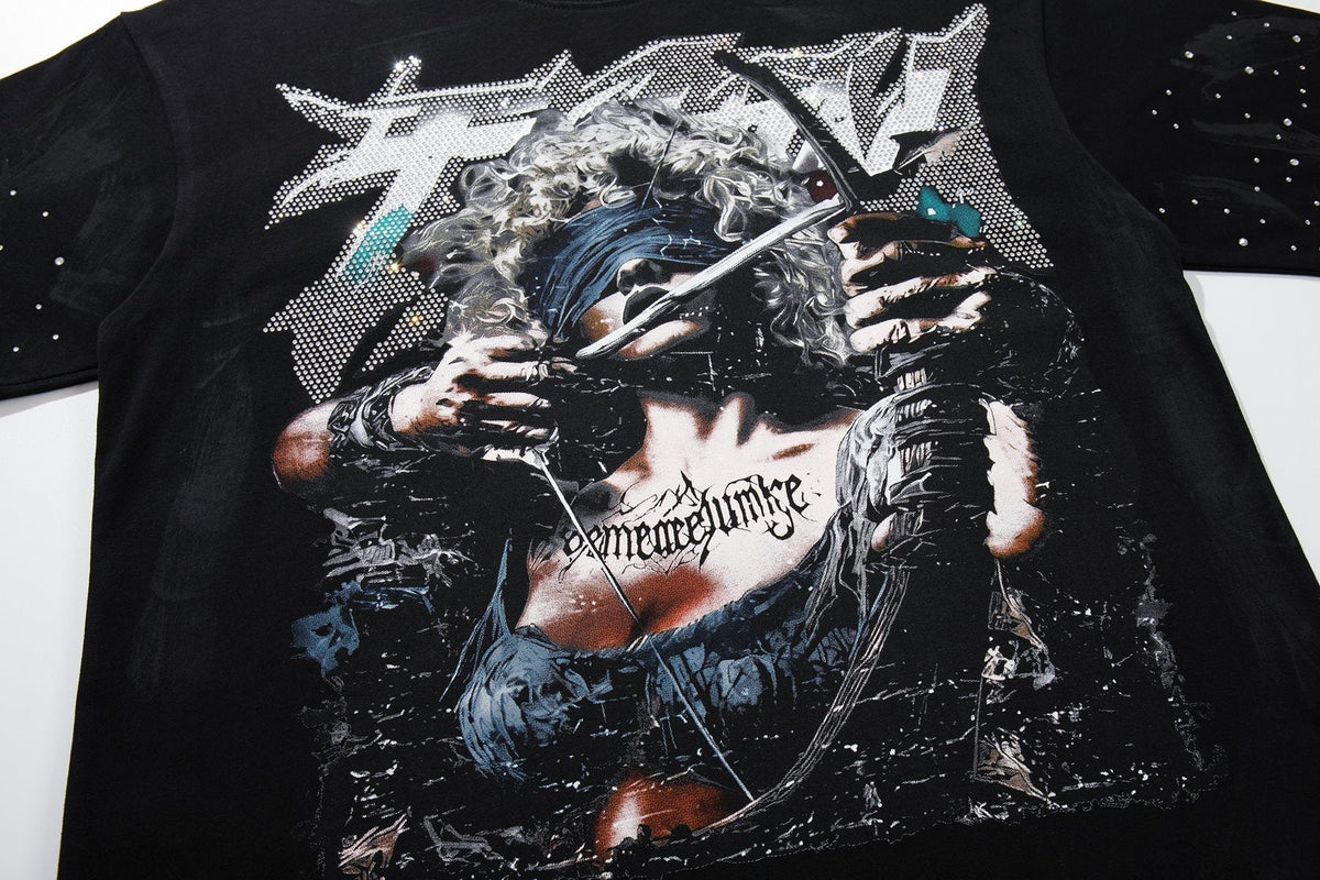 BKYS Revival Rhinestone Portrait Graphic T-Shirt ¡ª detail