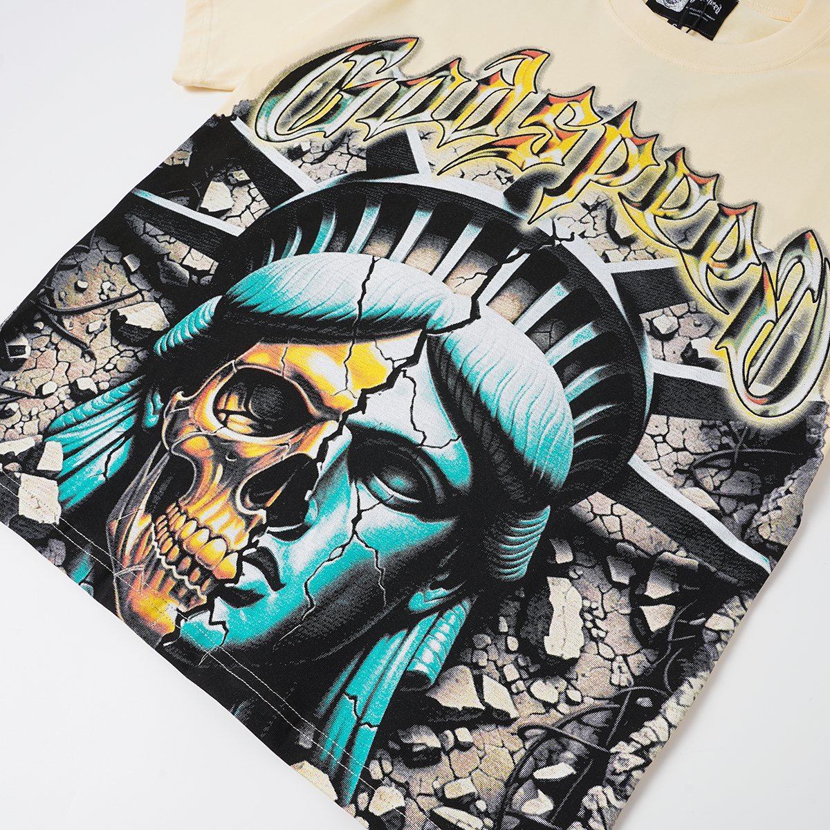 Godspeed Out of Many One Liberty Skull Graphic T-Shirt ¡ª detail
