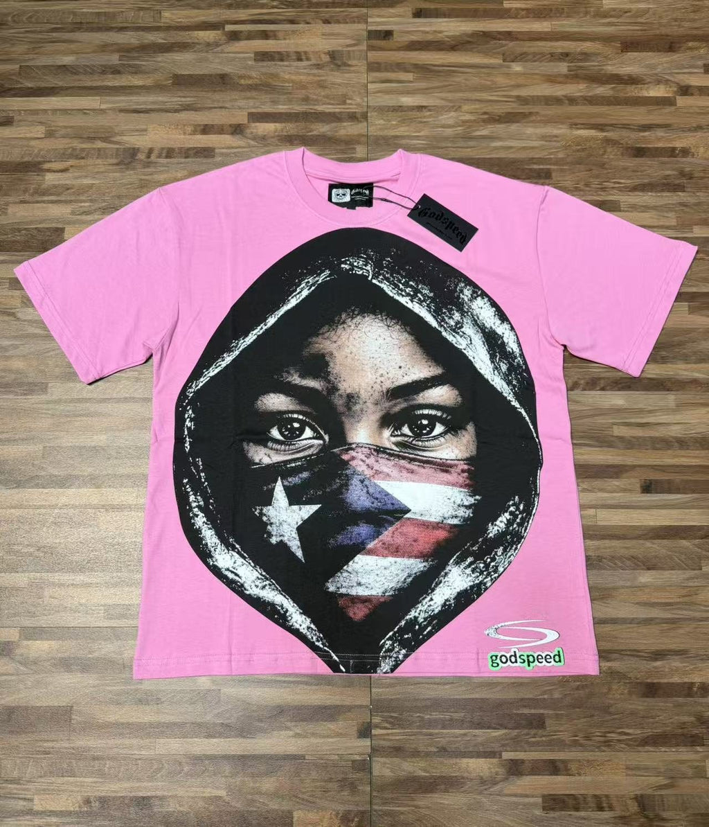 Godspeed Hooded Flag Portrait Graphic T-Shirt ¡ª front