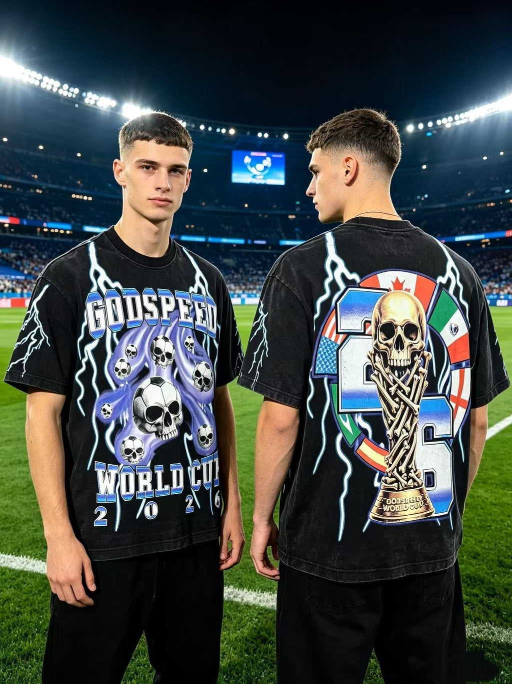 Godspeed World Cup 2026 Skull Soccer Graphic T-Shirt ¡ª context