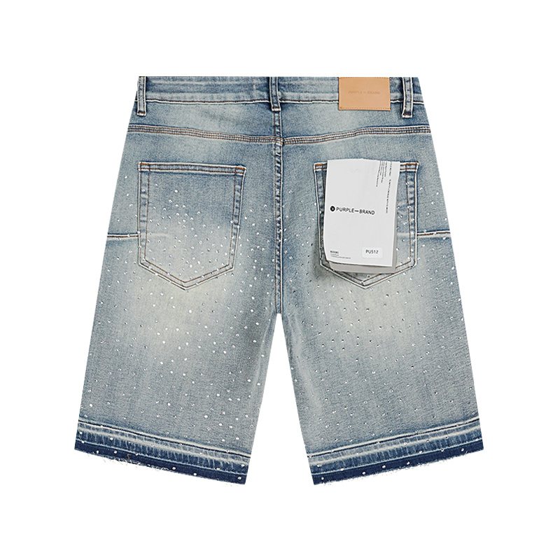 Purple Brand Rhinestone Cross Denim Shorts ¡ª back