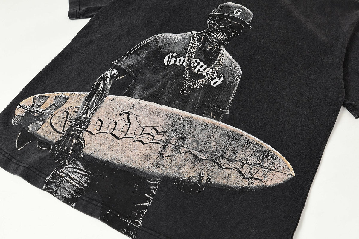 Godspeed Skull Surfer Graphic T-Shirt ¡ª detail