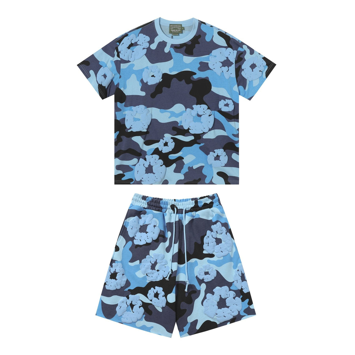 DENIM TEARS Floral Camo T-Shirt & Shorts Set ¡ª front
