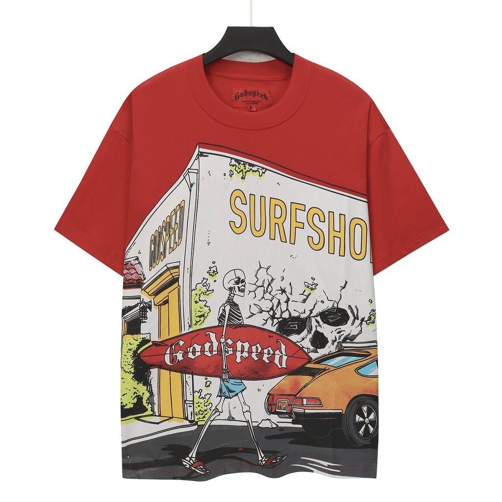 Godspeed Surfshop Street Scene Graphic T-Shirt ¡ª front