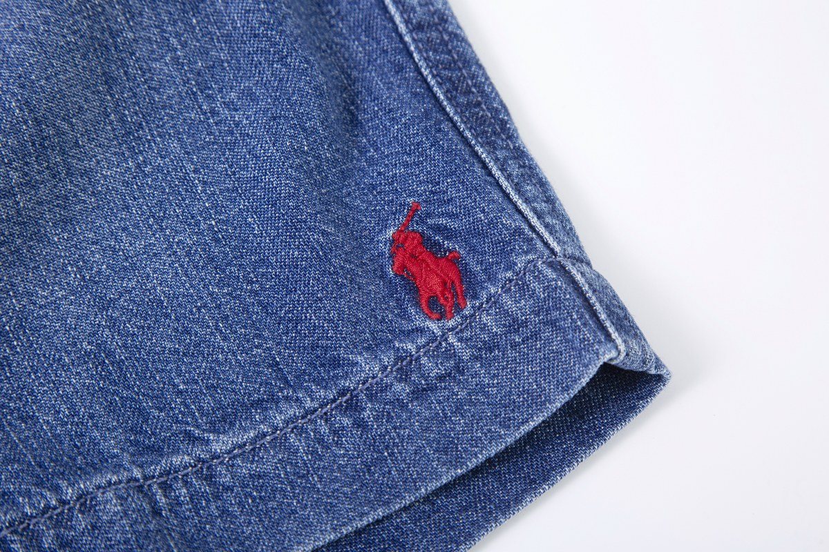 Test2-Ralph Lauren Washed Blue Drawstring Denim Shorts ¡ª detail