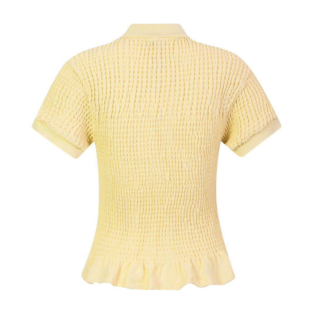 Test2-Ralph Lauren Ruffled-Hem Piqu¨¦ Polo Top ¡ª back