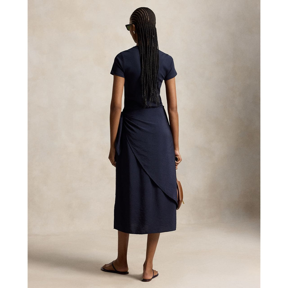 Test2-Ralph Lauren Short-Sleeve Faux-Wrap Tie Midi Dress ¡ª back